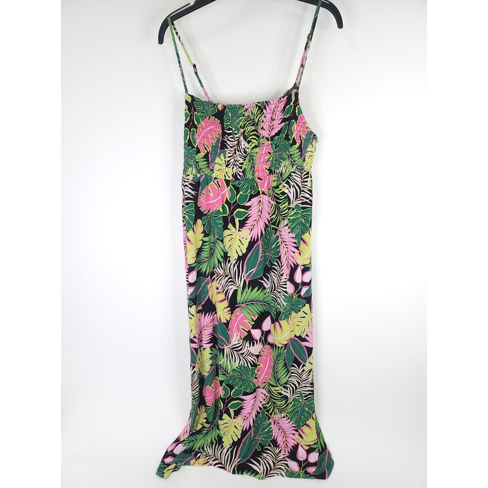 Vintage Scoop Midi SunDress Womens XXL (20) Y2K Smocked A-line Floral Sleeveless